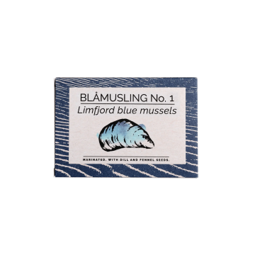Tin of FANGST Blåmusling No. 1 Nordic blue mussels in organic oil