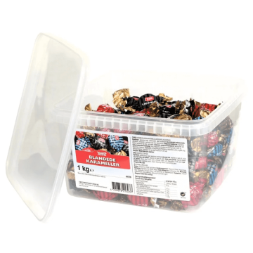 Toms Blandede Karameller 1000g assortiment de caramels emballés crème réglisse chocolat menthe