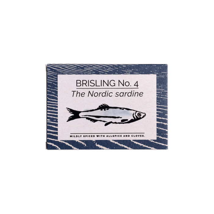 Tin of FANGST Brisling No. 4 brisling sardines in organic oil