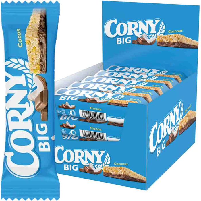 Corny Big Coconut 24x50g müslibarer med fuldkorn kokos og chokolade Corny Big Coconut 24x50g müslibarer med fuldkorn kokos og chokolade