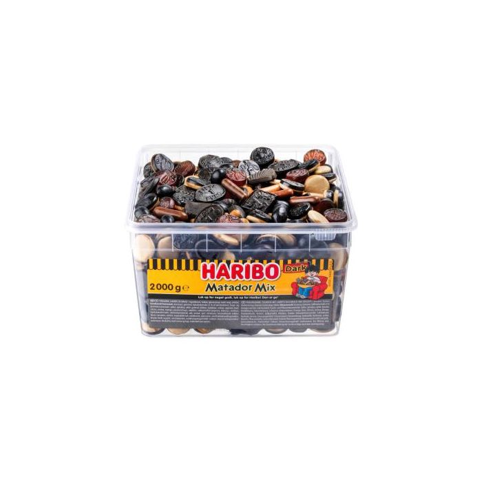 Haribo Matador Mix Dark med sød, salt, fyldt og overtrukket lakridsblanding